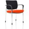 Brunswick Deluxe Visitor Chair, With Arms, Chrome Frame, Black Fabric Back, Fabric Seat, Tabasco Orange