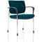 Brunswick Deluxe Visitor Chair, With Arms, Chrome Frame, Fabric Back and Seat, Maringa Teal