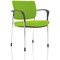 Brunswick Deluxe Visitor Chair, With Arms, Chrome Frame, Fabric Back and Seat, Myrrh Green