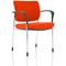 Brunswick Deluxe Visitor Chair, With Arms, Chrome Frame, Fabric Back and Seat, Tabasco Orange