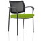 Brunswick Deluxe Visitor Chair, With Arms, Black Frame, Mesh Back, Fabric Seat, Myrrh Green