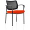 Brunswick Deluxe Visitor Chair, With Arms, Black Frame, Mesh Back, Fabric Seat, Tabasco Red