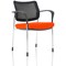 Brunswick Deluxe Visitor Chair, With Arms, Chrome Frame, Mesh Back, Fabric Seat, Tabasco Red