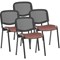 ISO Black Frame Mesh Back Stacking Chair, Rivet Forge, Pack of 4