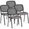 ISO Black Frame Mesh Back Stacking Chair, Rivet Fuse, Pack of 4