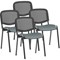 ISO Black Frame Mesh Back Stacking Chair, Rivet Tensile, Pack of 4