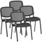 ISO Black Frame Mesh Back Stacking Chair, Quest Mussel, Pack of 4