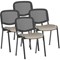 ISO Black Frame Mesh Back Stacking Chair, Quest Salt, Pack of 4