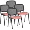 ISO Black Frame Mesh Back Stacking Chair, Quest Shrimp, Pack of 4