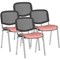 ISO Chrome Frame Mesh Back Stacking Chair, Quest Shrimp, Pack of 4