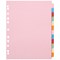 Q-Connect Subject Dividers, 12-Part, Blank Multicolour Tabs, A4, Multicolour (Pack of 20)