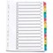 Q-Connect Reinforced Board Index Dividers, 1-15, Multicolour Tabs, A4, White