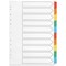 Q-Connect Reinforced Board Subject Dividers, 10-Part, Blank Multicolour Tabs, A4, White
