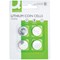 Q-Connect CR2032 Lithium Coin Cell Batteries, Pack of 4