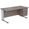 Jemini 2 Drawer Fixed Pedestal, 675mm Deep, Grey Oak