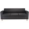 Jemini Iceberg 3 Seater Leather Sofa, Wooden Feet, Black