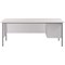 Serrion 1800mm Rectangular Desk with attached 2-Drawer Pedestals, Silver Straight Legs, White