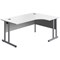 5 Star 1600mm Corner Desk, Right Hand, Silver Cantilever Legs, White