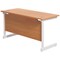 Jemini 1400mm Slim Rectangular Desk, White Cantilever Leg, Beech