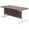 Jemini 1600mm Rectangular Desk, White Cantilever Leg, Walnut