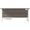 Jemini 1600mm Corner Desk, Right Hand, White Cantilever Legs, Grey Oak