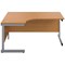 First 1600mm Corner Desk, Left Hand, Silver Cantilever Legs, Oak