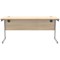 Astin 1600mm Slim Rectangular Desk, Silver Cantilever Legs, Oak