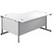 First 1600mm Corner Desk, Right Hand, Silver Cantilever Legs, White