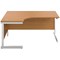 First 1600mm Corner Desk, Left Hand, White Cantilever Legs, Oak