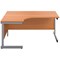 First 1800mm Corner Desk, Left Hand, Silver Cantilever Legs, Beech