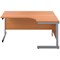 First 1800mm Corner Desk, Right Hand, Silver Cantilever Legs, Beech