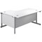 First 1800mm Corner Desk, Right Hand, Silver Cantilever Legs, White