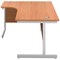 First 1800mm Corner Desk, Left Hand, White Cantilever Legs, Beech