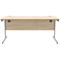 Astin 1600mm Rectangular Desk, Silver Cantilever Legs, Oak