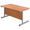 First Rectangular Desk, 1200mm Wide, Silver Cantilever Legs, Beech