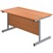 First Rectangular Desk, 1400mm Wide, Silver Cantilever Legs, Beech