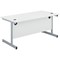 First Rectangular Desk, 1400mm Wide, Silver Cantilever Legs, White