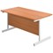 First Rectangular Desk, 1400mm Wide, White Cantilever Legs, Beech