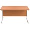 First Rectangular Desk, 1400mm Wide, White Cantilever Legs, Beech