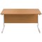 First Rectangular Desk, 1400mm Wide, White Cantilever Legs, Oak