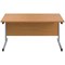 First Rectangular Desk, 1600mm Wide, Silver Cantilever Legs, Oak