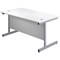 First Rectangular Desk, 1600mm Wide, Silver Cantilever Legs, White