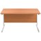 First Rectangular Desk, 1600mm Wide, White Cantilever Legs, Beech