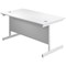 First Rectangular Desk, 1600mm Wide, White Cantilever Legs, White