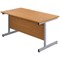 First Rectangular Desk, 1800mm Wide, Silver Cantilever Legs, Oak