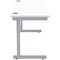 Astin 1400mm Slim Rectangular Desk, Silver Cantilever Legs, White