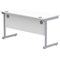 Astin 1400mm Slim Rectangular Desk, Silver Cantilever Legs, White