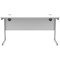 Astin 1400mm Slim Rectangular Desk, Silver Cantilever Legs, White