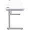 Astin 1600mm Slim Rectangular Desk, Silver Cantilever Legs, White