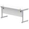Astin 1600mm Slim Rectangular Desk, Silver Cantilever Legs, White